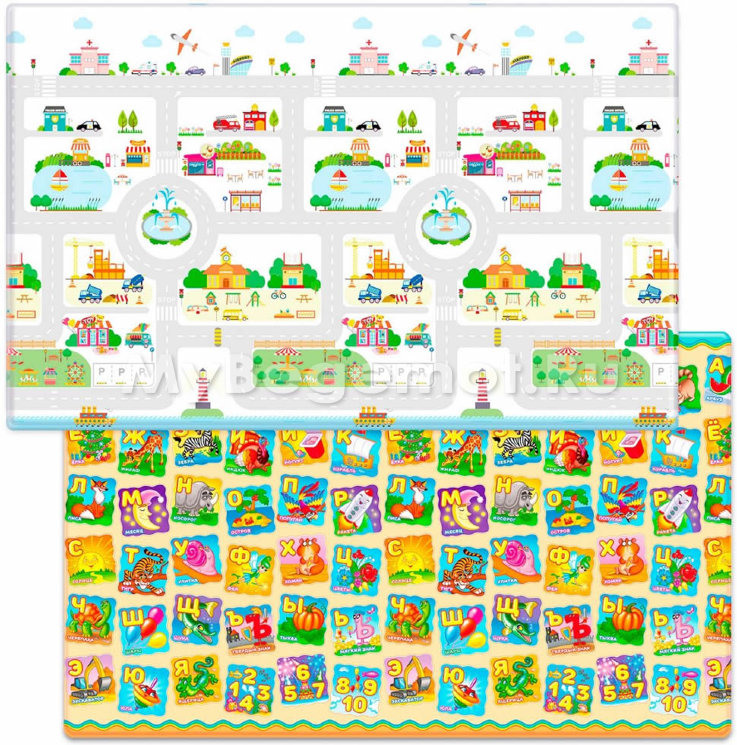 Коврик для ползания FunKids™ Big-15 «Мой Город / Азбука», двусторонний.