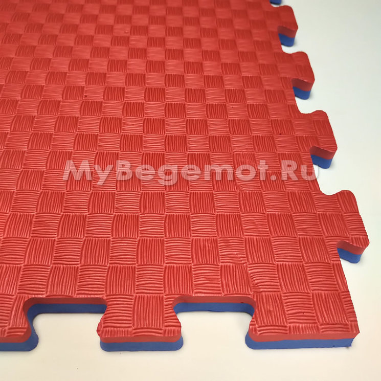 Мягкий пол ЭВА, плитки-пазлы  100х100x2 см, красно-синие