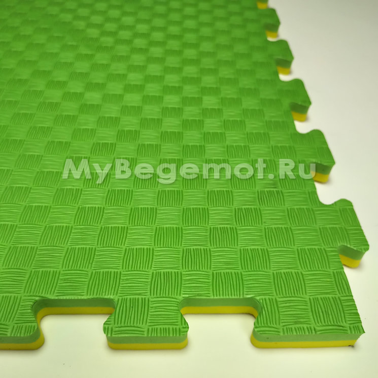 Мягкий пол ЭВА, плитки-пазлы  100х100x2 см, желто-зеленые
